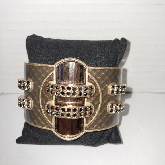 Lia Sophia Chunky Baroque Opaque Hinged Cuff Bracelet - Picture 1 of 2